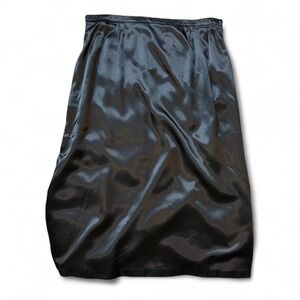 Vintage 90s TR Bentley Luxury Black Satin Midi Skirt, Women's Size 20
